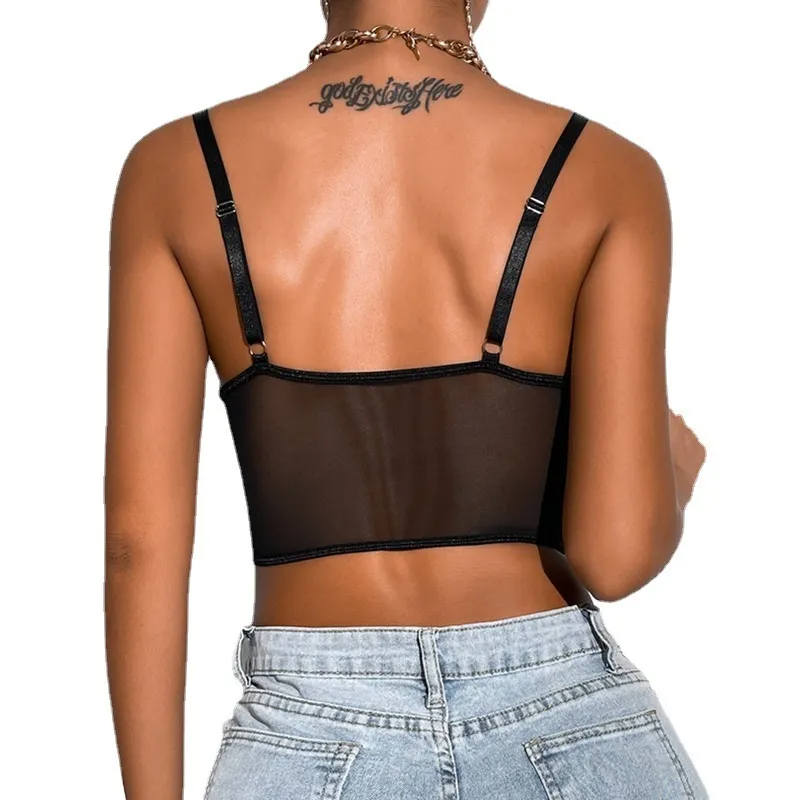 Strapped Desire Mesh Back Bustier Top Castello Clothing Line
