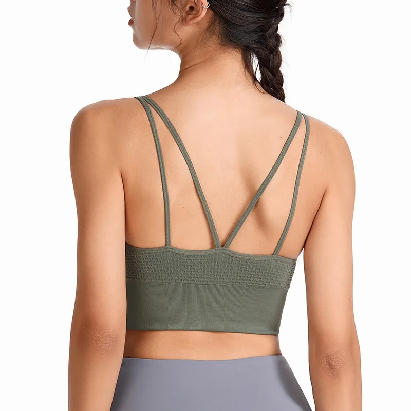 Ryn Seamless Ribbed Strappy Longline Sports Bra sports top & bras Castello Clothing Line
