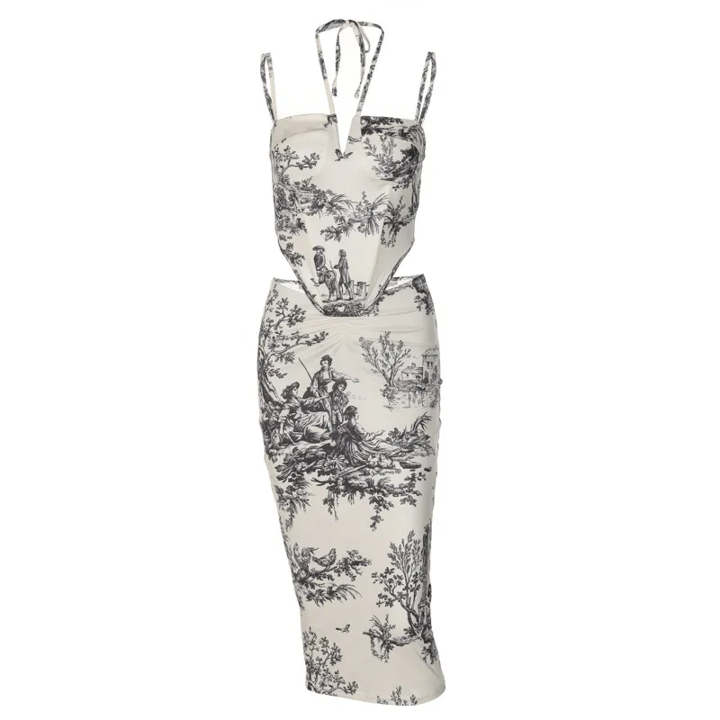 Halter Corset Top and Midi Skirt Set Castello Clothing Line