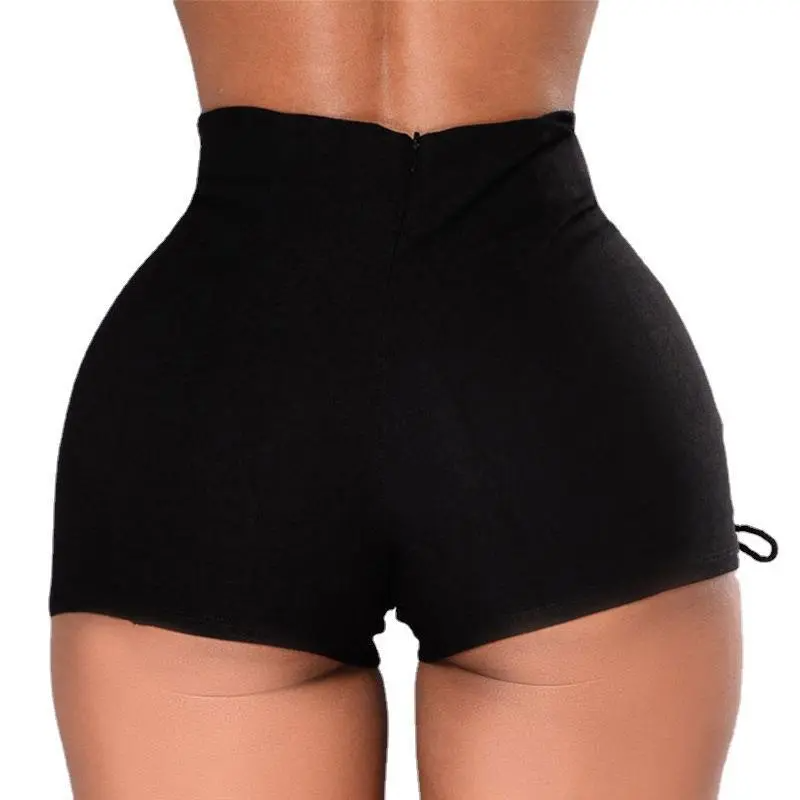 Venom High-Waist Lace-Up Side Denim Shorts Castello Clothing Line