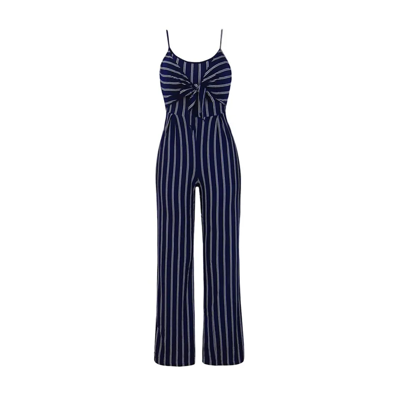 Kaliyah Striped Tie Front Wide Leg Jumpsuit women jumpsuits Castello Clothing Line
