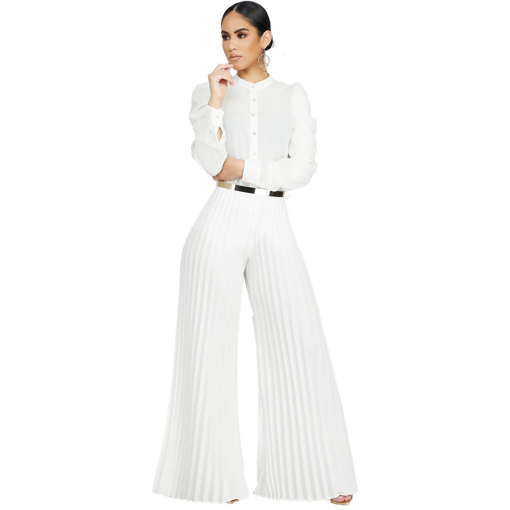 Vantage High-Waist Pleated Wide-Leg Palazzo Pants Castello Clothing Line