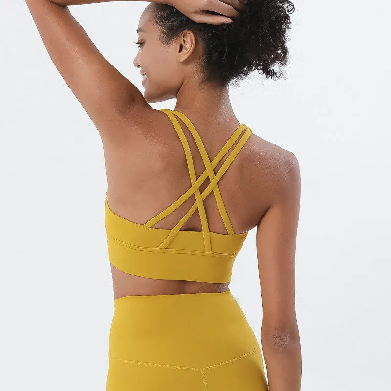 Rachael Scoop Neck Strappy Back Longline Sports Bra sports top & bras Castello Clothing Line