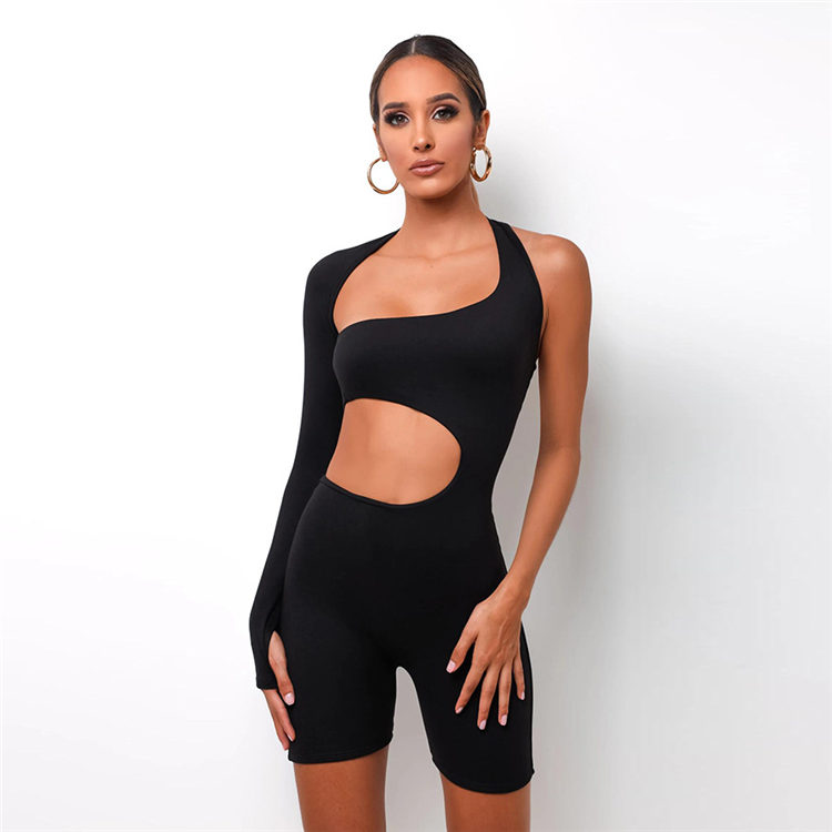 Risk Factor One-Sleeve Cutout Romper Castello Clothing Line