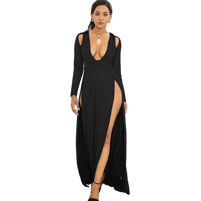 Long Sleeve Maxi High Slit Dress Castello Clothing Line