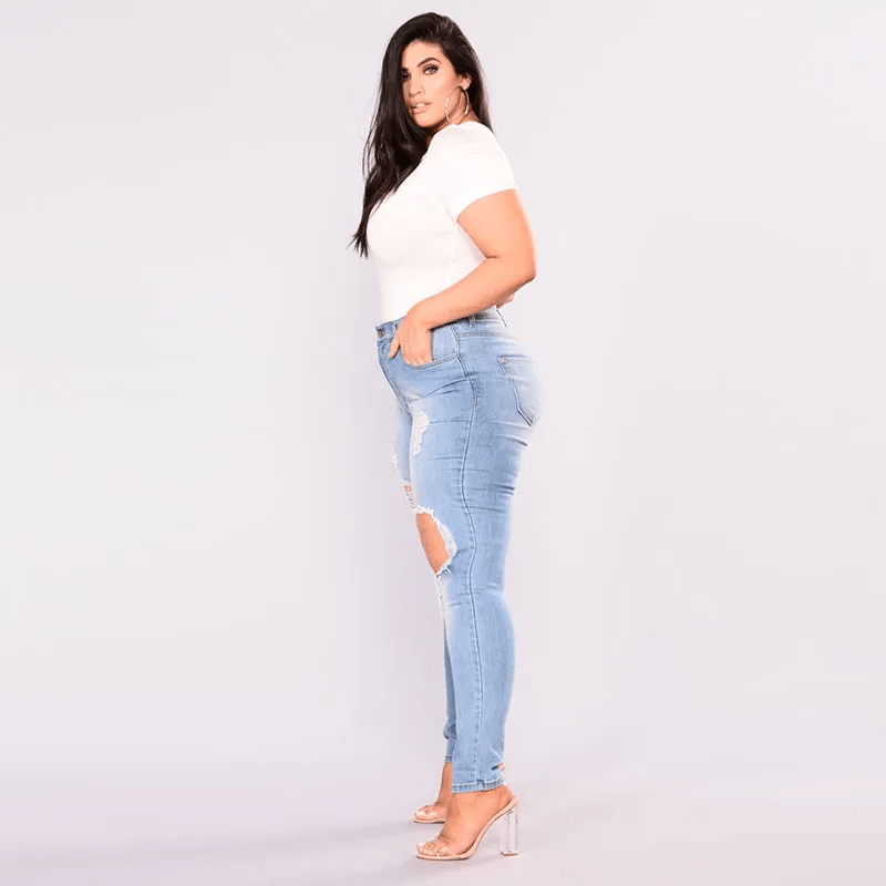 Plus Size Ripped Skinny Jeans Castello Clothing Line