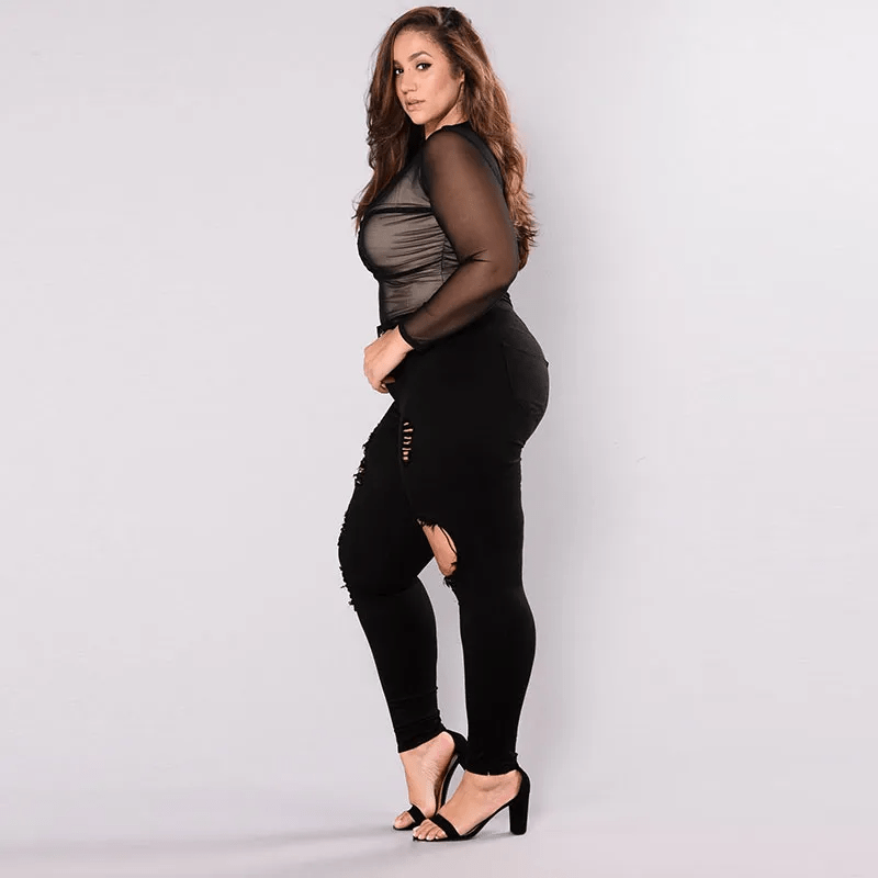 Plus Size Ripped Skinny Jeans Castello Clothing Line