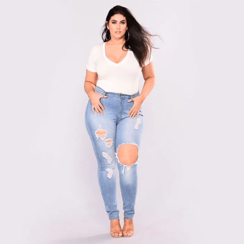 Plus Size Ripped Skinny Jeans Castello Clothing Line