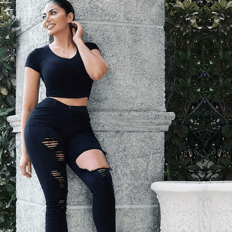 Plus Size Ripped Skinny Jeans Castello Clothing Line