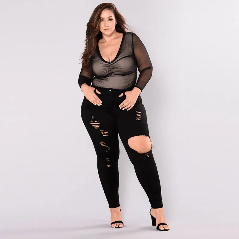 Plus Size Ripped Skinny Jeans Castello Clothing Line