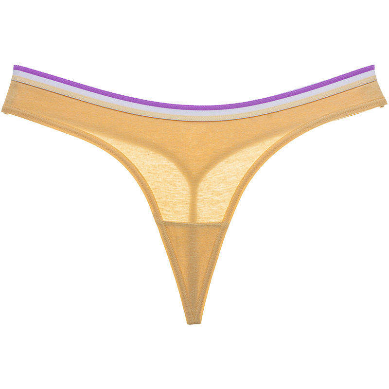 Stripe High Cut Cotton Thong - Color Blocking Design - 100% Cotton Material Castello Clothing Line