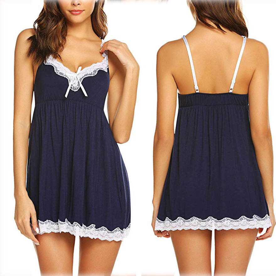 V Neck Lace Trim Babydoll Nightie Castello Clothing Line