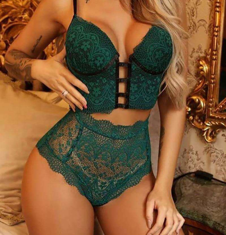 Sheer Lace Corset Bra & Panty Set Castello Clothing Line