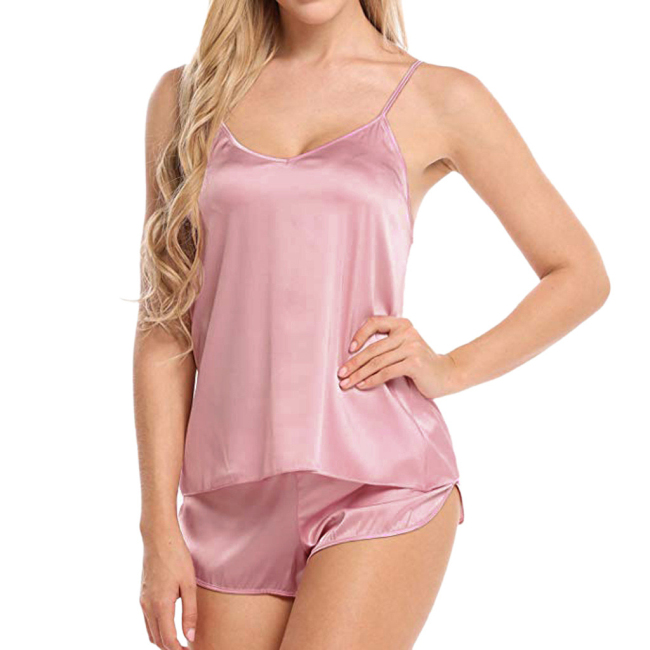Silky Serenity Spaghetti Strap Cami and Lounge Shorts Set Castello Clothing Line
