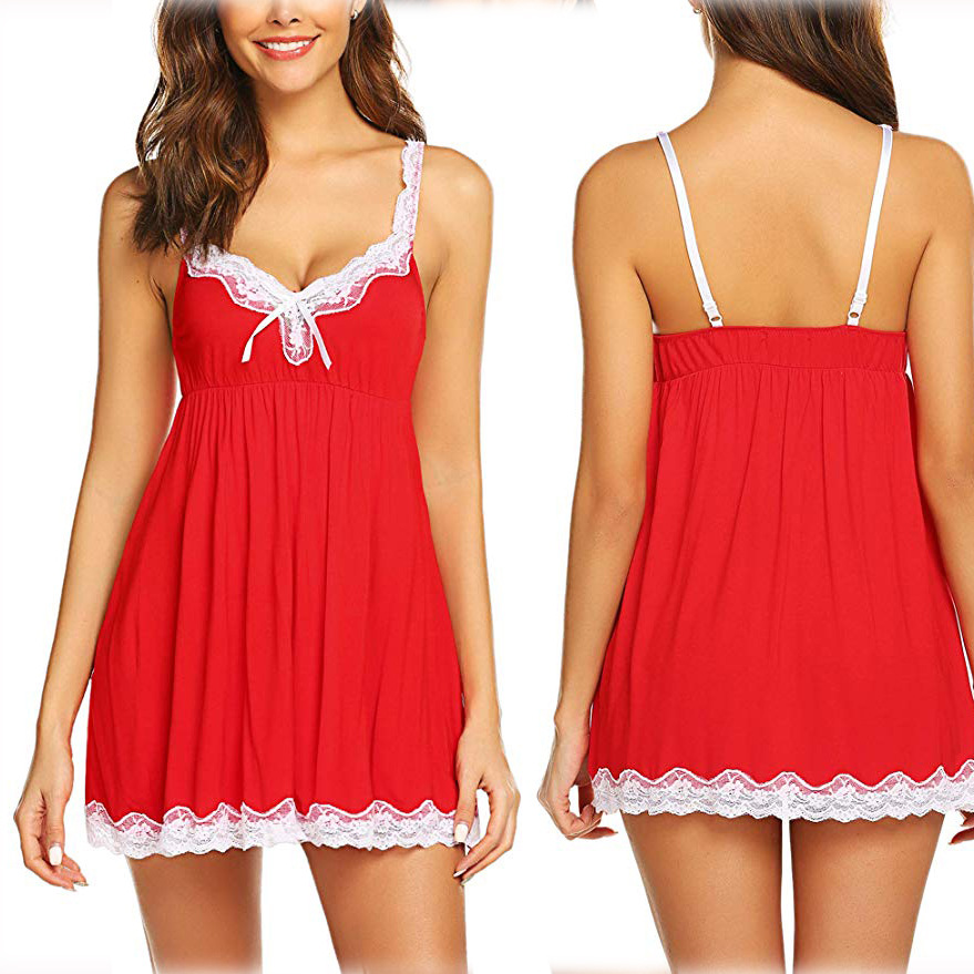 V Neck Lace Trim Babydoll Nightie Castello Clothing Line