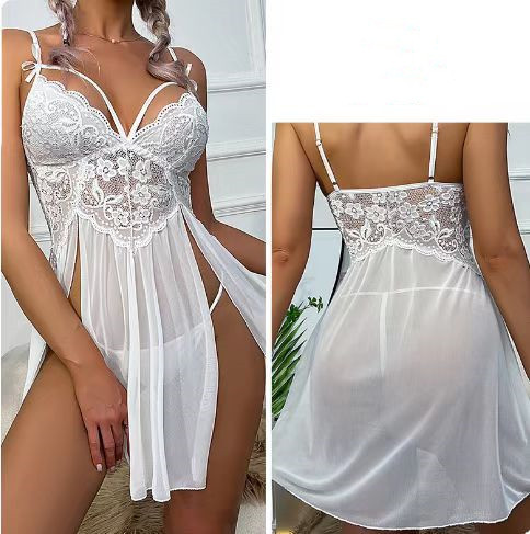 Sheer High Slit Lace Nightie Castello Clothing Line