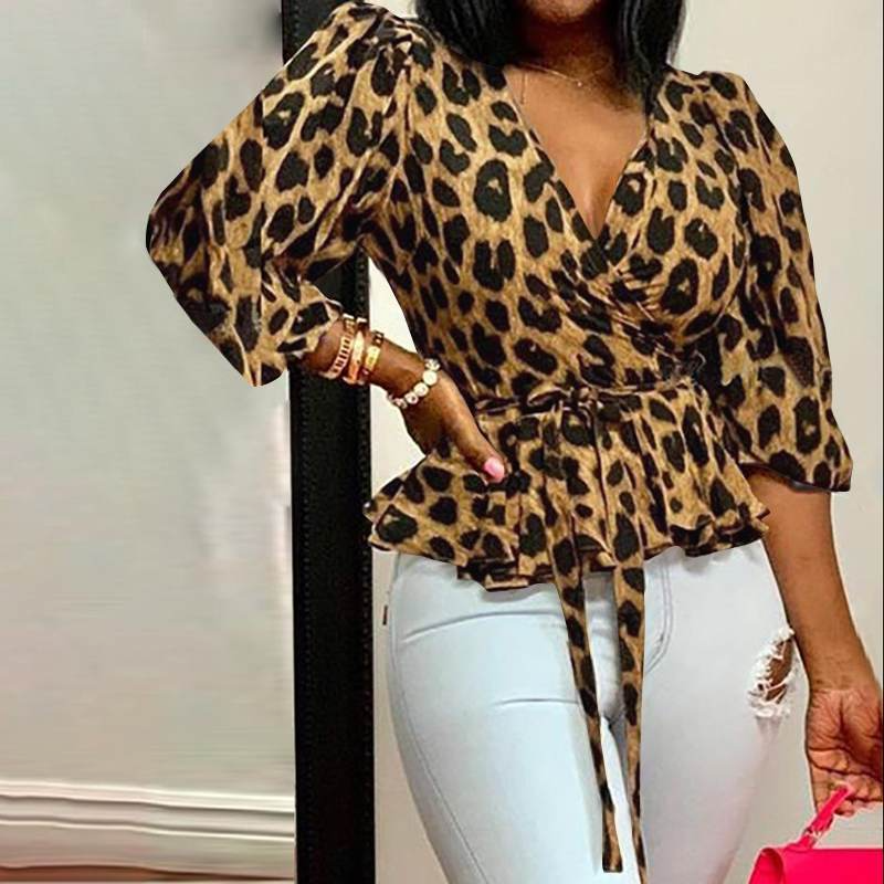 Fierce Charm Wrap V-Neck Peplum Blouse Castello Clothing Line
