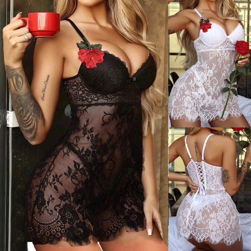 Sheer Lace Up Babydoll Nightie Castello Clothing Line