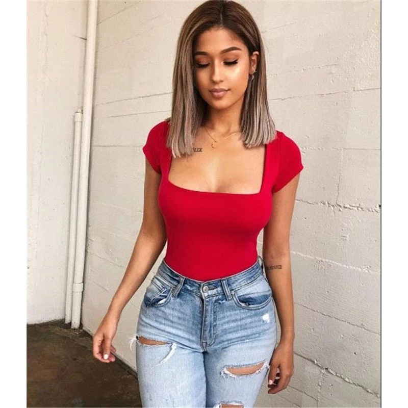 Metro Short Sleeve Square-Neck Bodysuit Castello Clothing Line