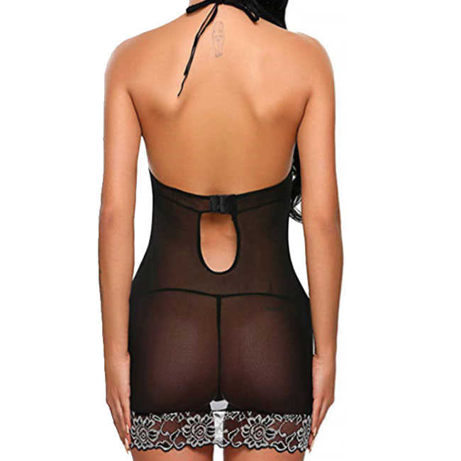 Sheer V-Neck Lace Detailed Nightie Castello Clothing Line