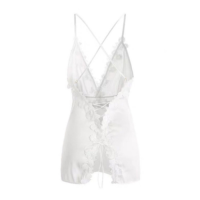 V Neck Lace Up Slip Dress  Castello Clothing Line