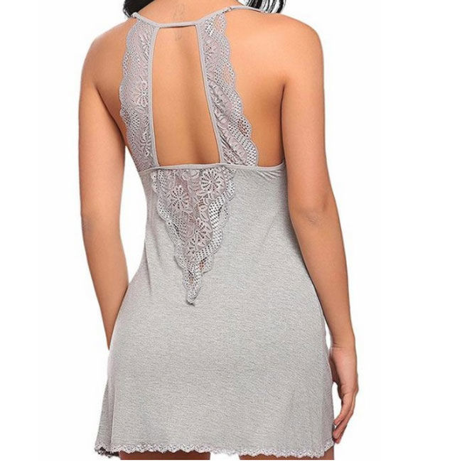 V Neck Lace Trim Nightie  Castello Clothing Line