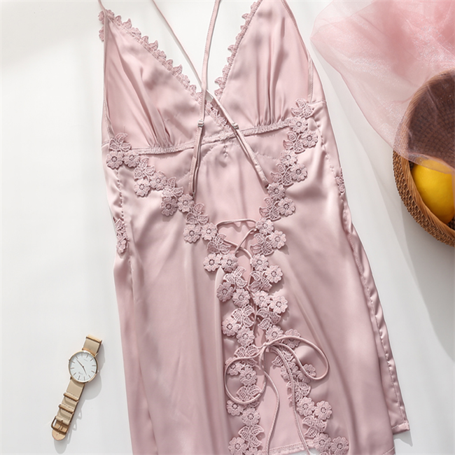 V Neck Lace Up Slip Dress  Castello Clothing Line