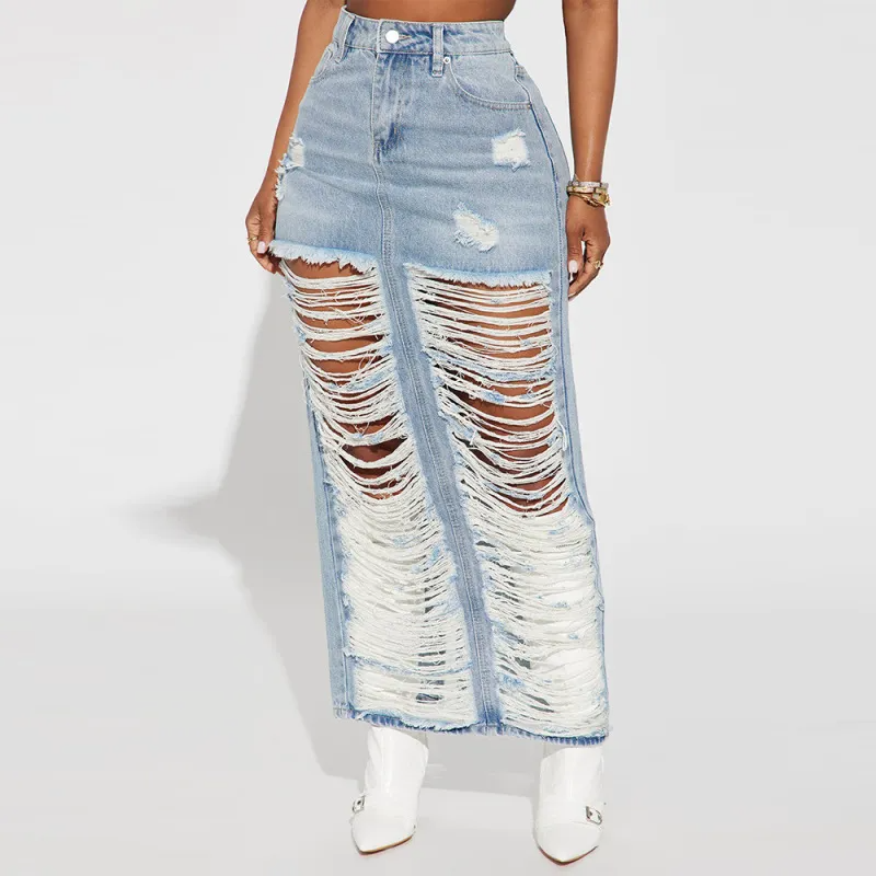 Distressed Denim Skirts