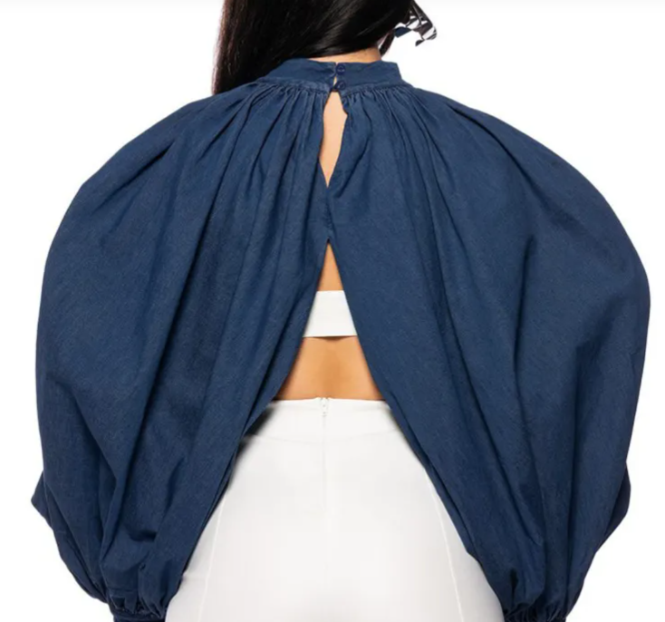 Oblivion Balloon Sleeve Open-Front Denim Jacket Castello Clothing Line