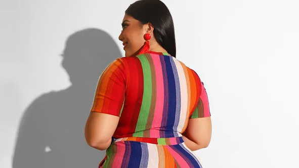 Plus Size 2-Piece Stripe Top & Wide Leg Pants Set  Castello Clothing Line   