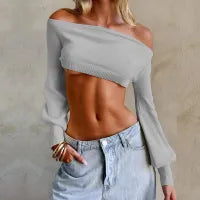 Barely Behaving Off-Shoulder Crop Top  Castello Clothing Line   