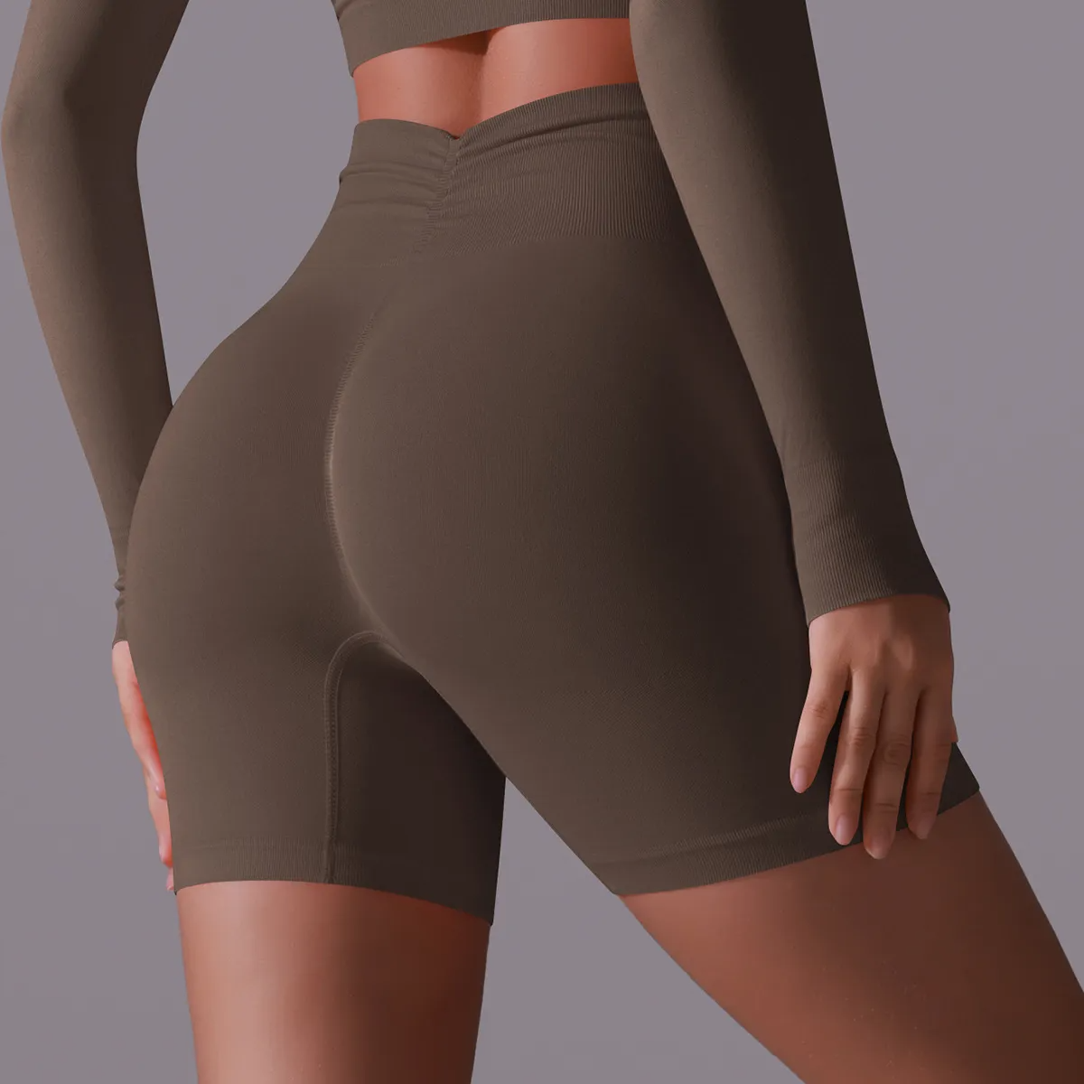 Echo High-Rise Seamless Ribbed Biker Shorts workout shorts Castello Clothing Line