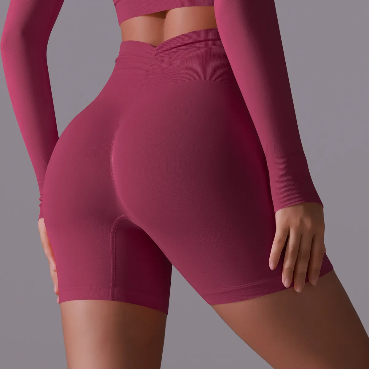 Echo High-Rise Seamless Ribbed Biker Shorts workout shorts Castello Clothing Line
