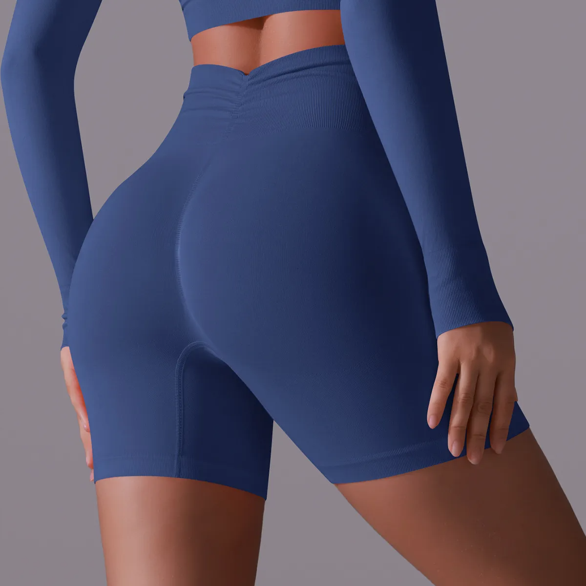 Echo High-Rise Seamless Ribbed Biker Shorts workout shorts Castello Clothing Line