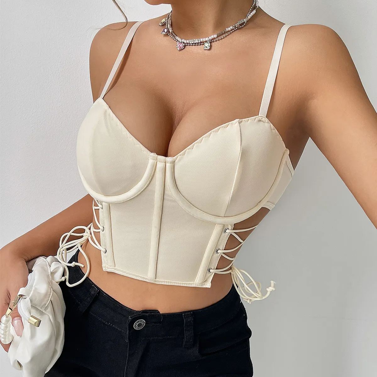 Laced in Luxury Push-Up Corset Top  Castello Clothing Line   