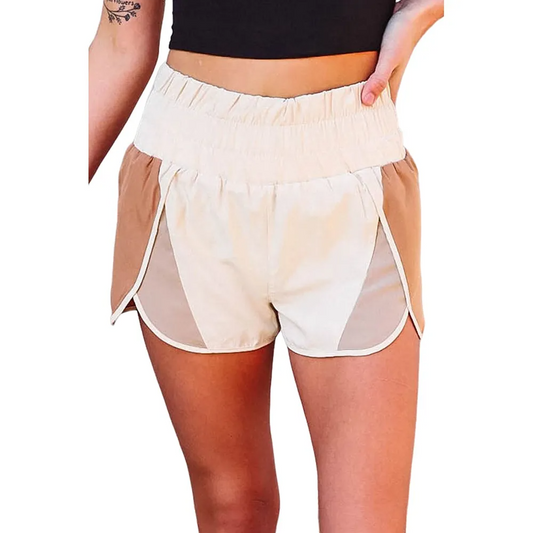 Doodle High-Waist Contrast Split Running Shorts workout shorts Castello Clothing Line