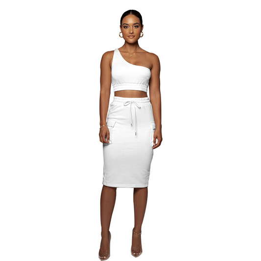 Cropped Tank Top and Cargo Skirt Set  Castello Clothing Line   