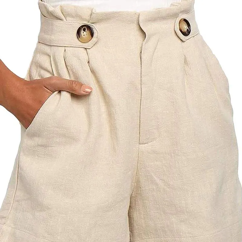 VivaLuxe High-Waisted Button Front Linen Shorts  Castello Clothing Line   