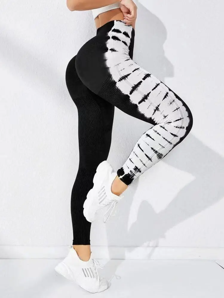 TidalWave High-Waist Ribbed Tie-Dye Seamless Leggings leggings Castello Clothing Line