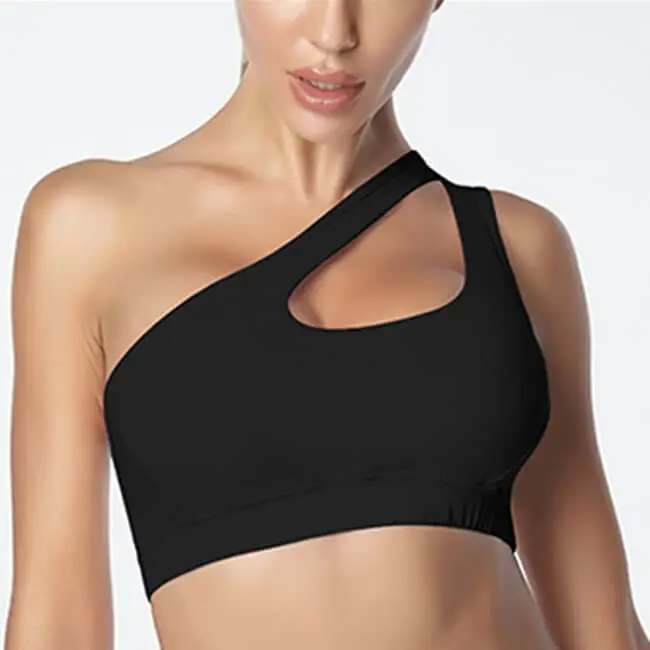 Cassie One-Shoulder Cutout Asymmetrical Sports Bra sports top & bras Castello Clothing Line