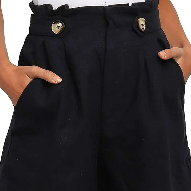 VivaLuxe High-Waisted Button Front Linen Shorts  Castello Clothing Line   