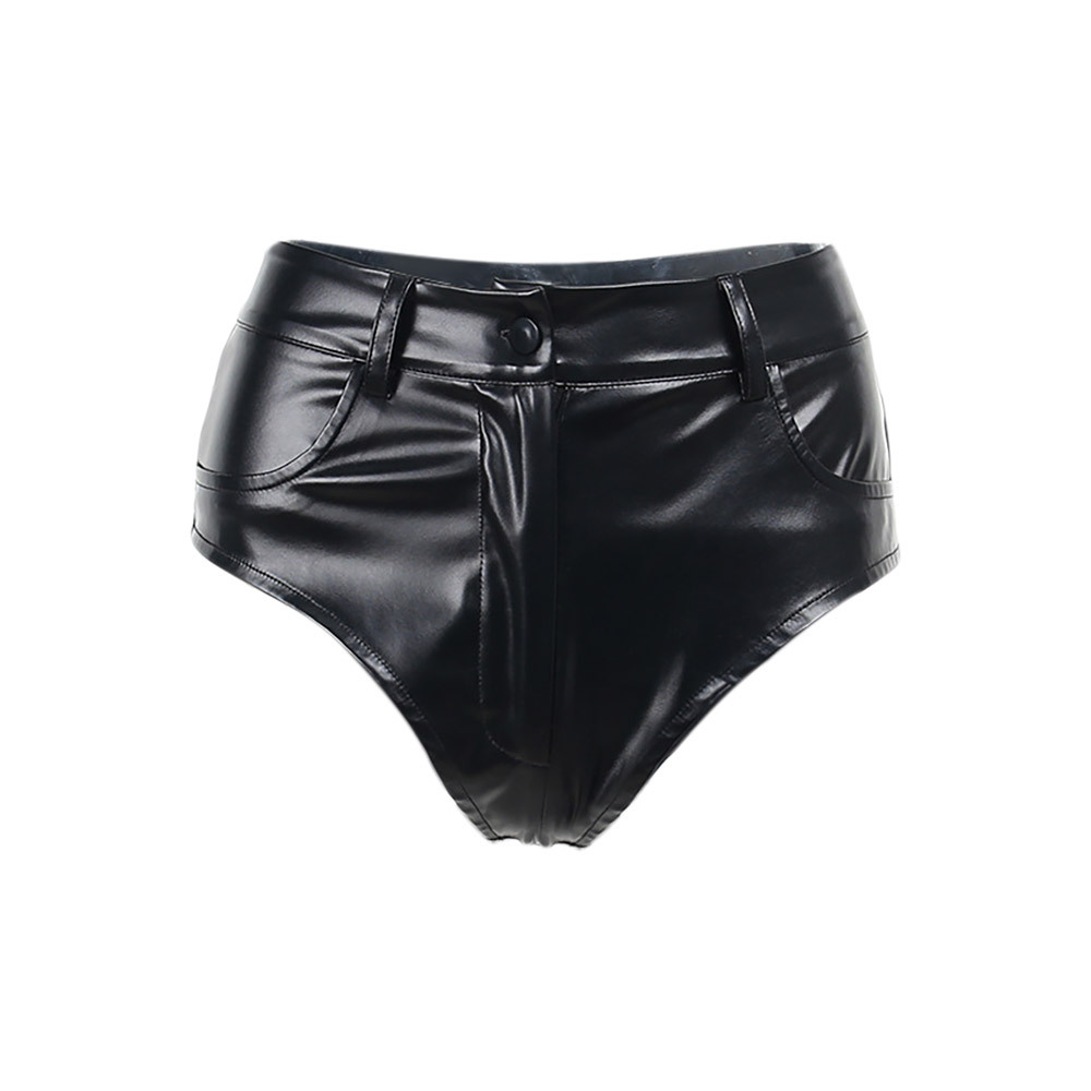 FierceEdge High-Waisted Faux Leather Cheeky Shorts  Castello Clothing Line   