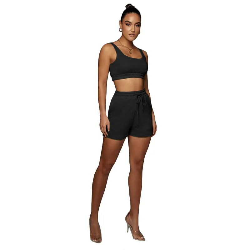 Glow Scoop Neck Crop Top & Drawstring Shorts Set  Castello Clothing Line   