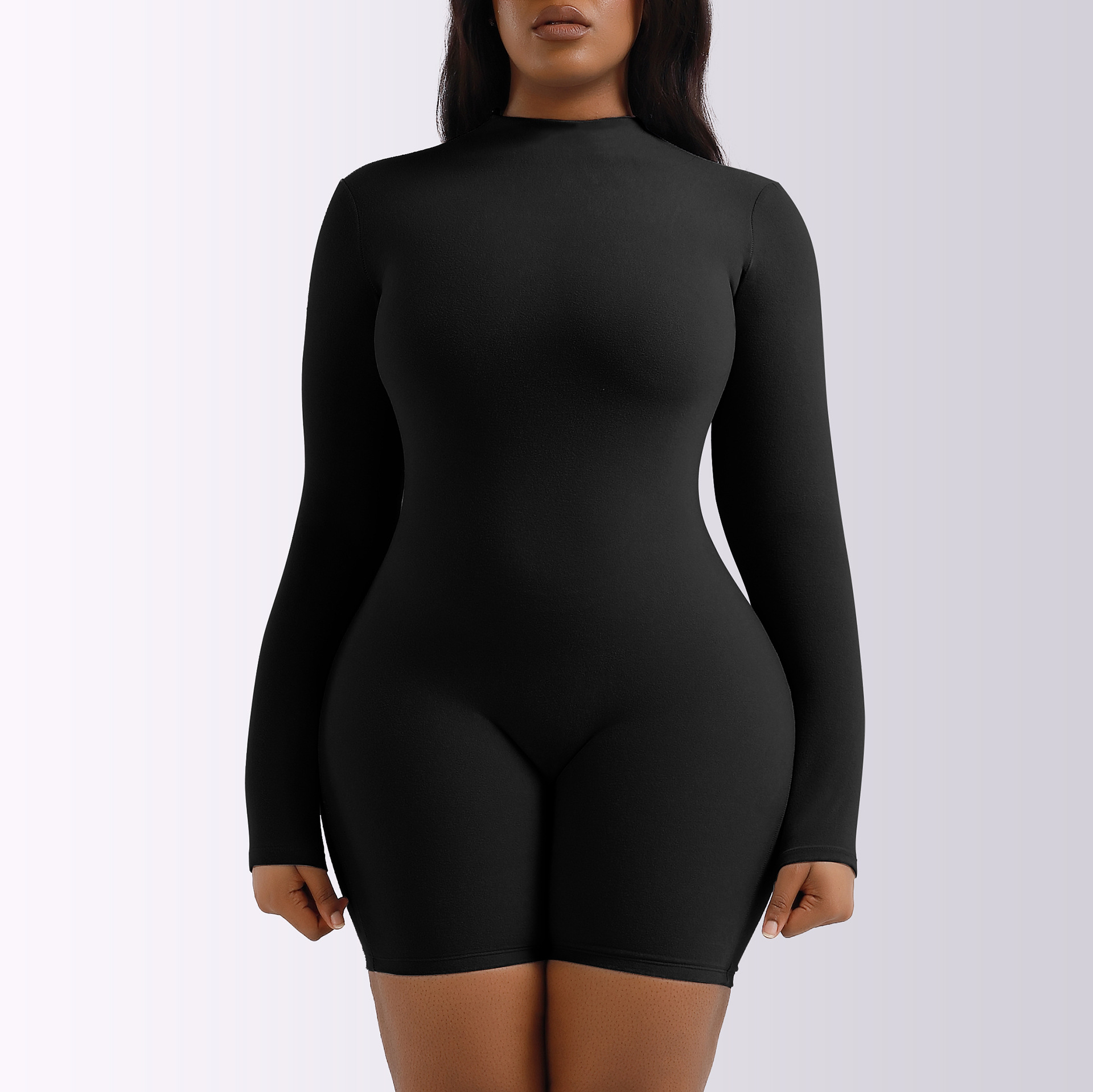 Curve Couture Long Sleeve Fitted Romper  Castello Clothing Line   