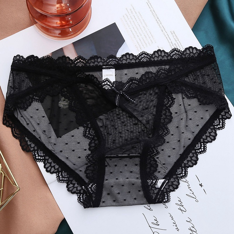 Lace Cheeky Panty - Low Waist, Color Block Lace Trim - Cotton/Nylon  Castello Clothing Line   