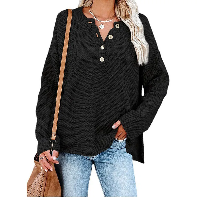 Terrain Waffle Knit Henley Long Sleeve Pullover Top Castello Clothing Line