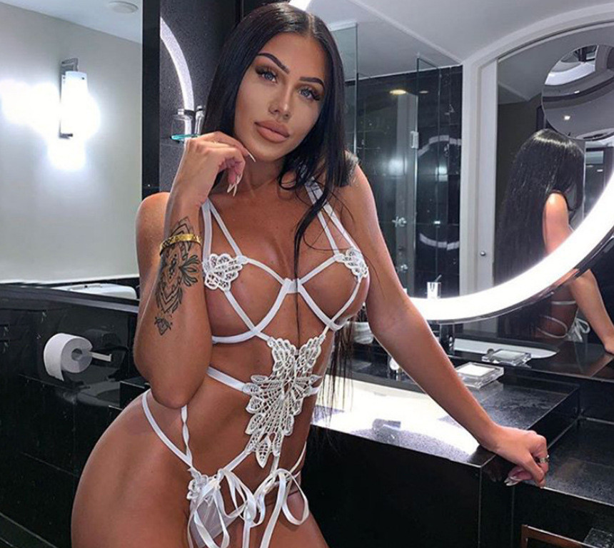 Barely There Cut Out Lace Teddy  Castello Clothing Line   