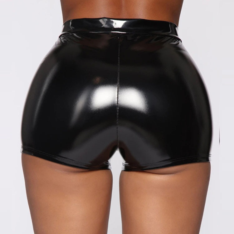 GlamGloss High Waist Faux Leather Hot Pants  Castello Clothing Line   