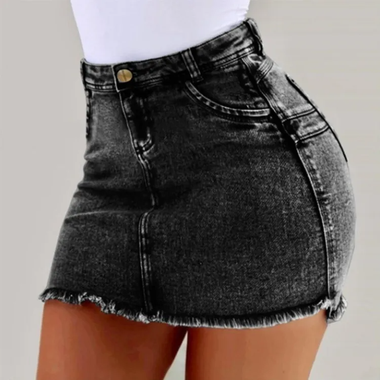 Curve Appeal High-Waist Denim Mini Skirt  Castello Clothing Line   