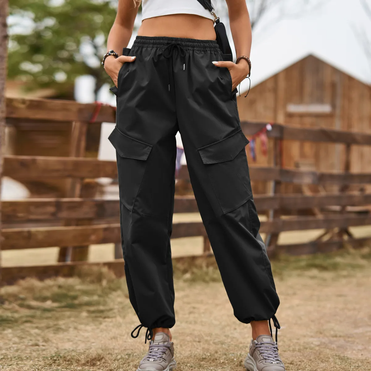 Livia High-Waist Relaxed Fit Cargo Utility Pants Castello Clothing Line